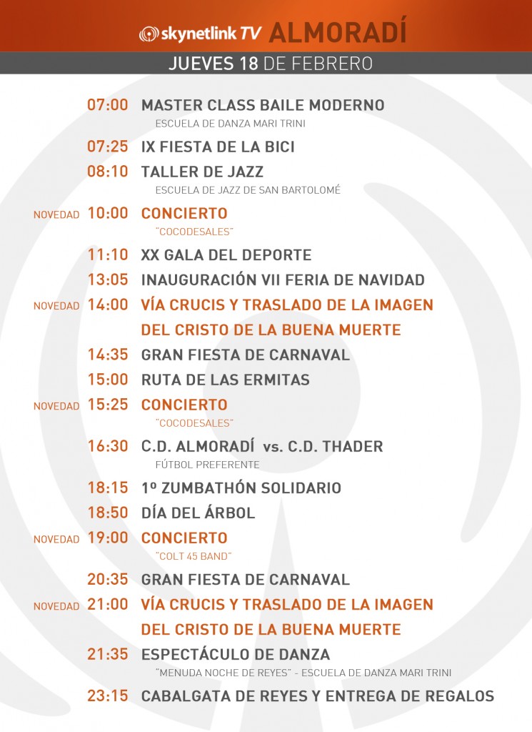 18-02-2016 Programación Almoradí jueves