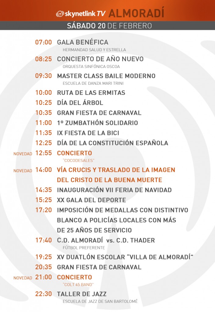 20-02-2016 Programación Almoradí sábado