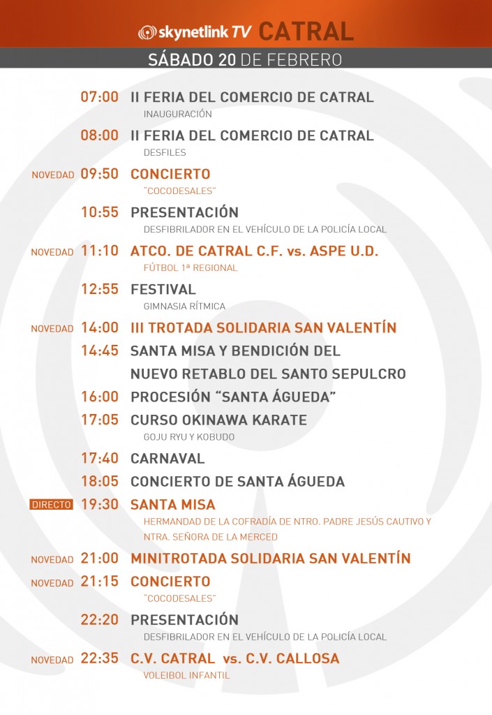 20-02-2016 Programación Catral Sábado