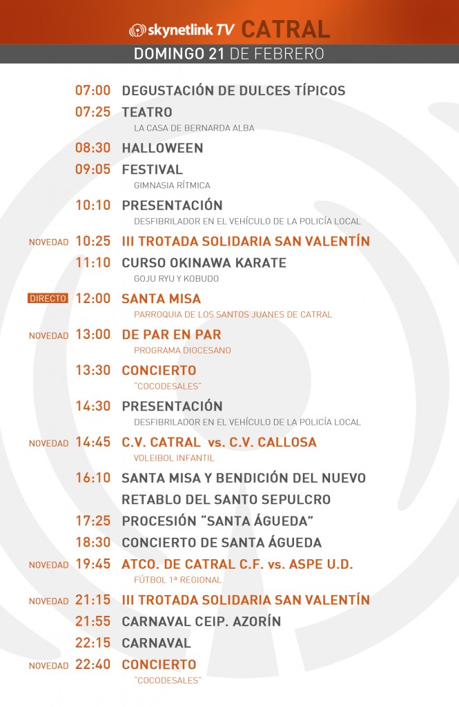 21-02-2016 Programación Catral domingo