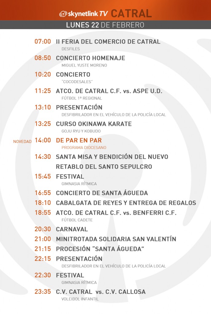 22-02-2016 Programación Catral lunes