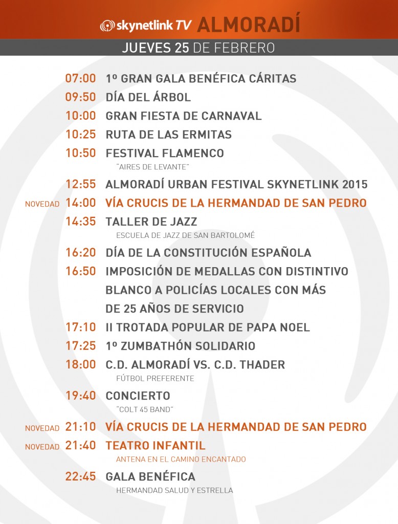 25-02-2016 Programación Almoradí jueves