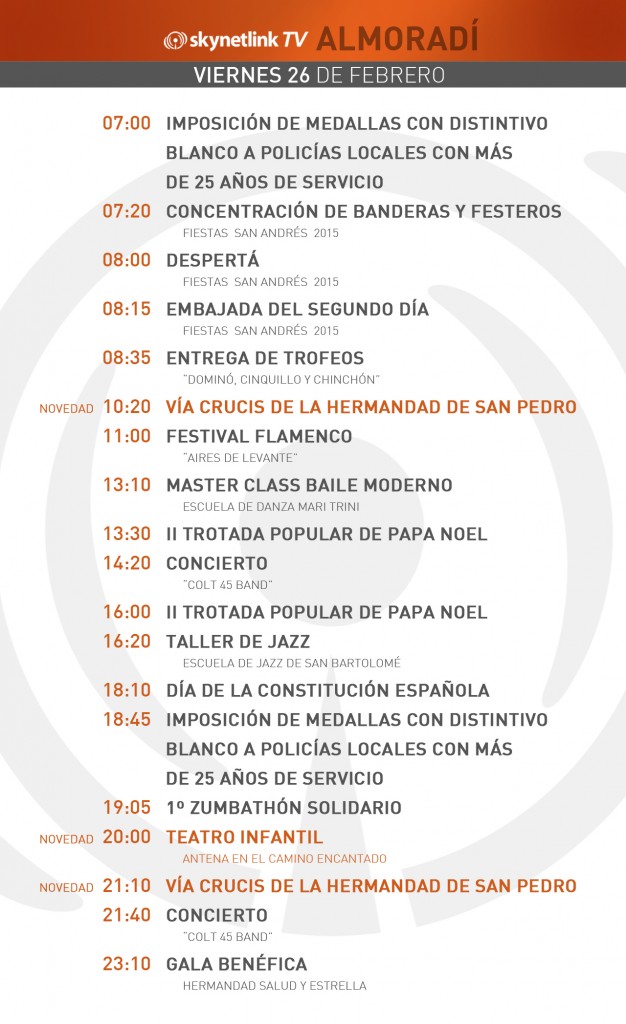 26-02-2016 Programación Almoradí viernes