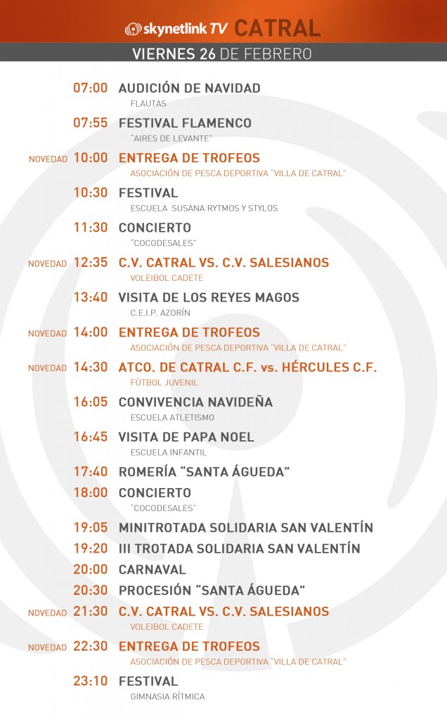 26-02-2016 Programación Catral viernes