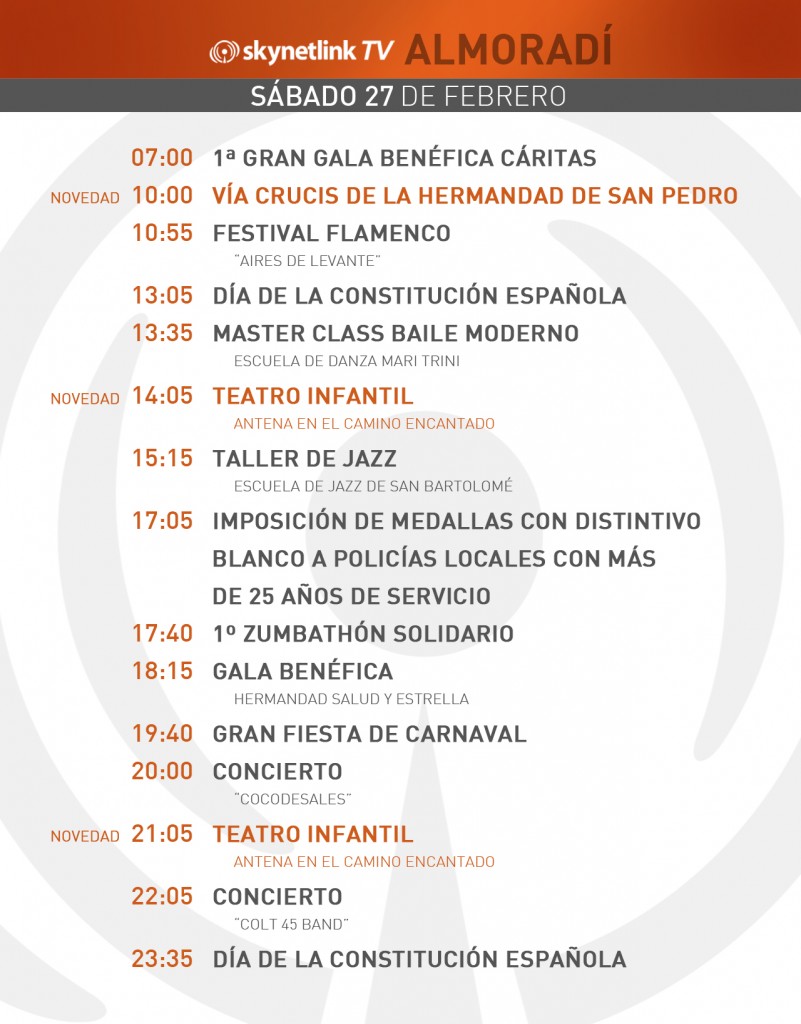 27-02-2016 Programación Almoradí sábado