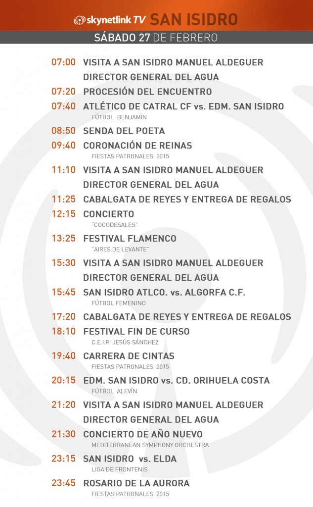 27-02-2016 Programación San Isidro sábado