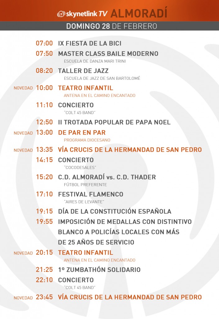 28-02-2016 Programación Almoradí domingo