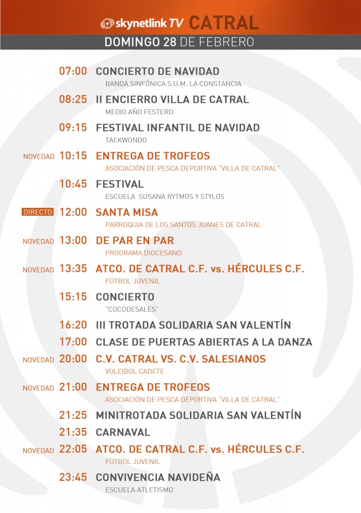 28-02-2016 Programación Catral domingo