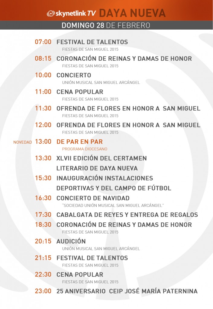 28-02-2016 Programación Daya Nueva domingo