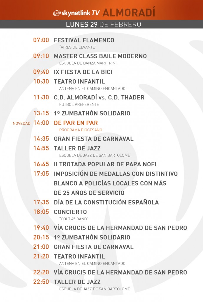 29-02-2016 Programación Almoradí lunes