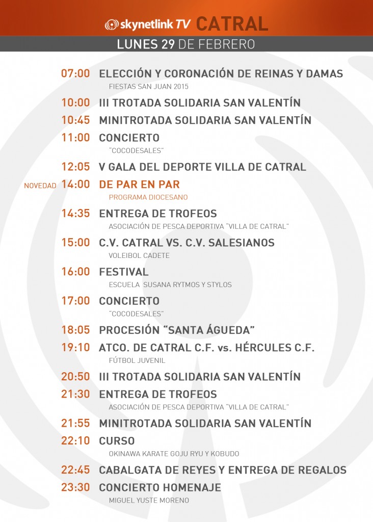 29-02-2016 Programación Catral lunes