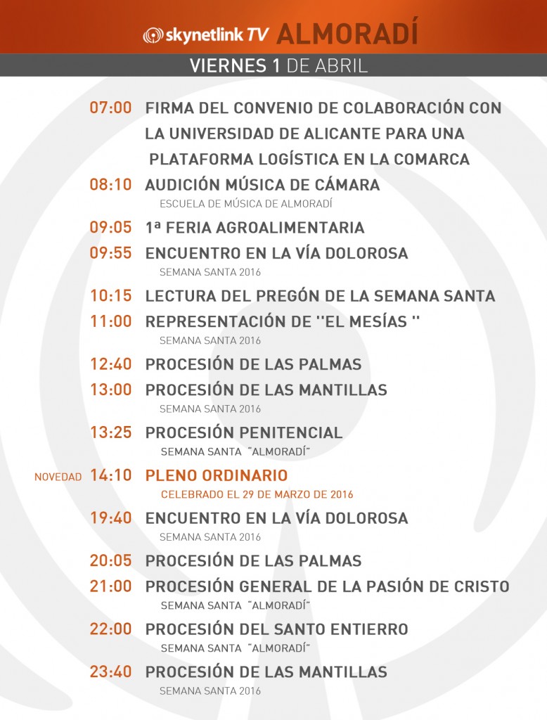 01-04-2016 Programación Almoradí viernes