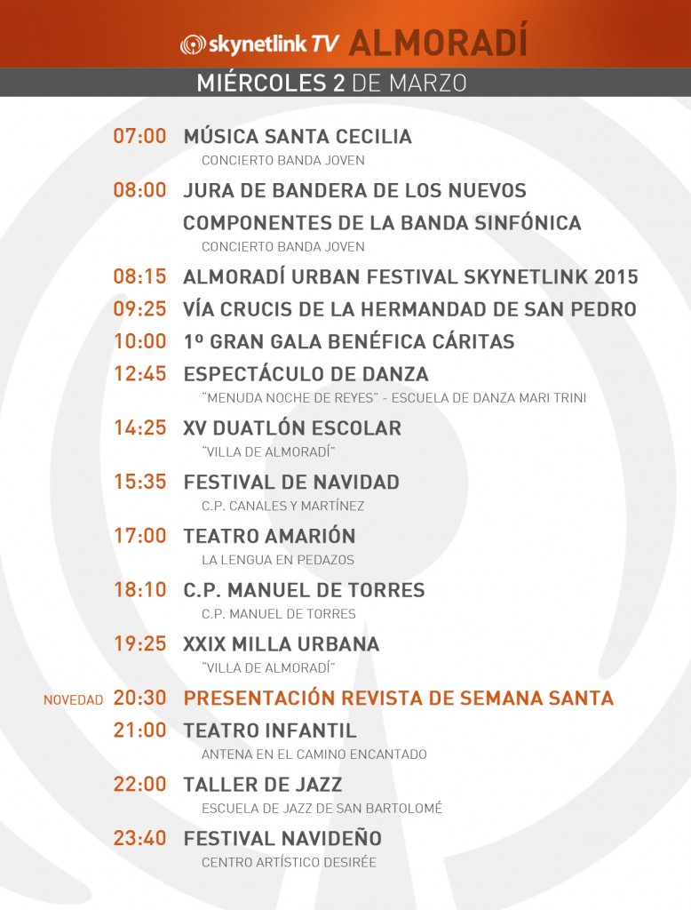 02-03-2016 Programación Almoradí miércoles