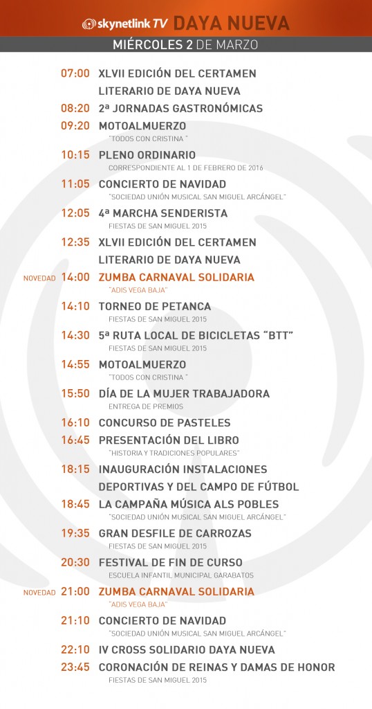 02-03-2016 Programación Daya Nueva miércoles