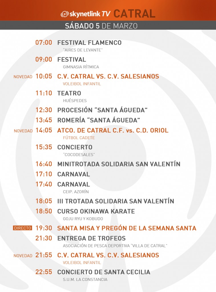 05-03-2016 Programación Catral sábado