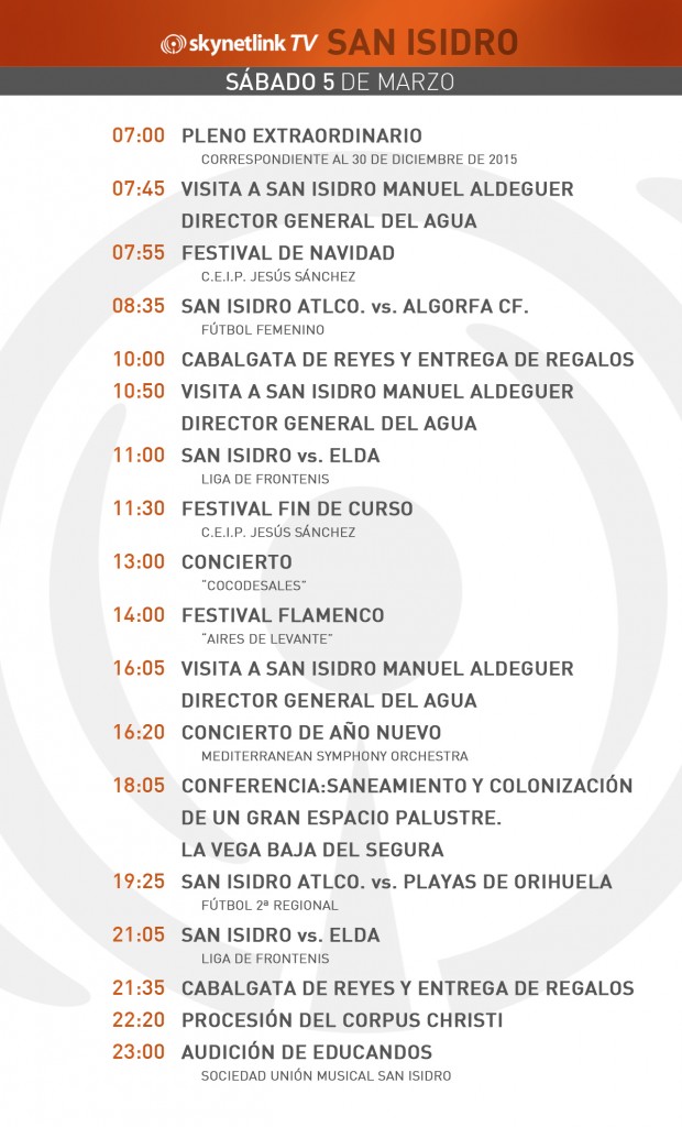 05-03-2016 Programación San Isidro sábado