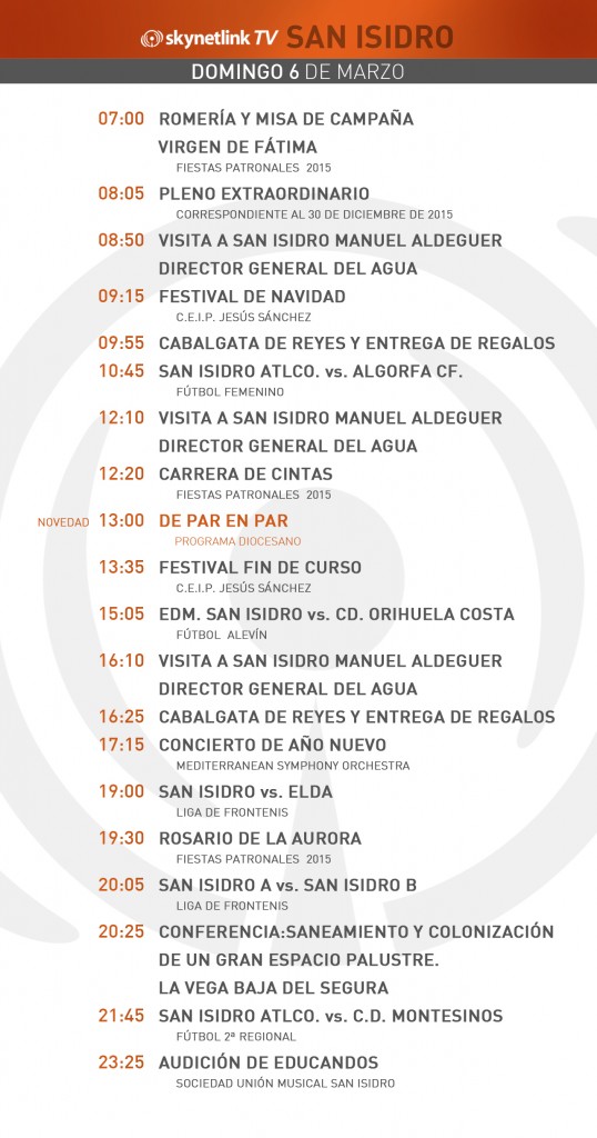 06-03-2016 Programación San Isidro dominigo