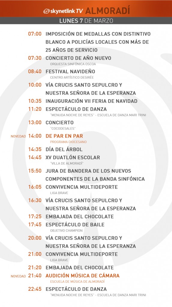 07-03-2016 Programación Almoradí lunes