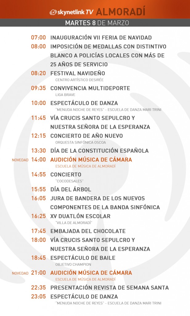 08-03-2016 Programación Almoradí martes