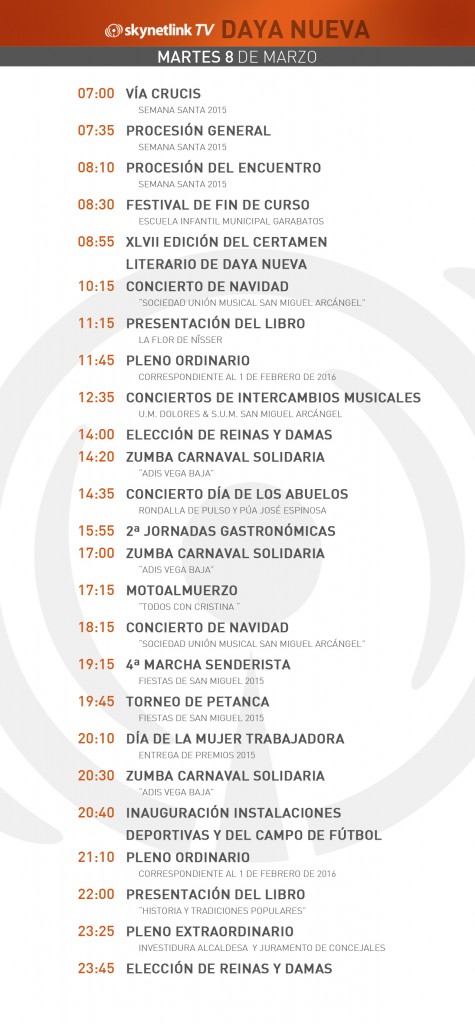 08-03-2016 Programación Daya Nueva martes