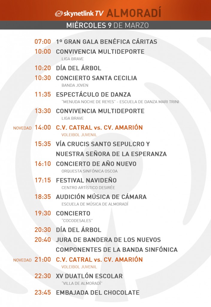 09-03-2016 Programación Almoradí miércoles