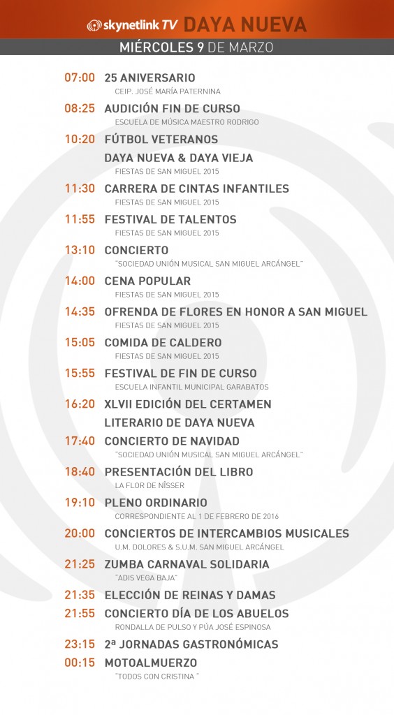 09-03-2016 Programación Daya Nueva miércoles