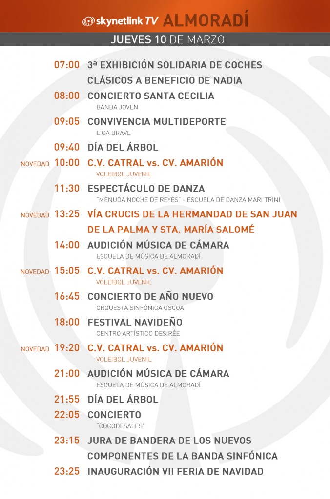 10-03-2016 Programación Almoradí jueves