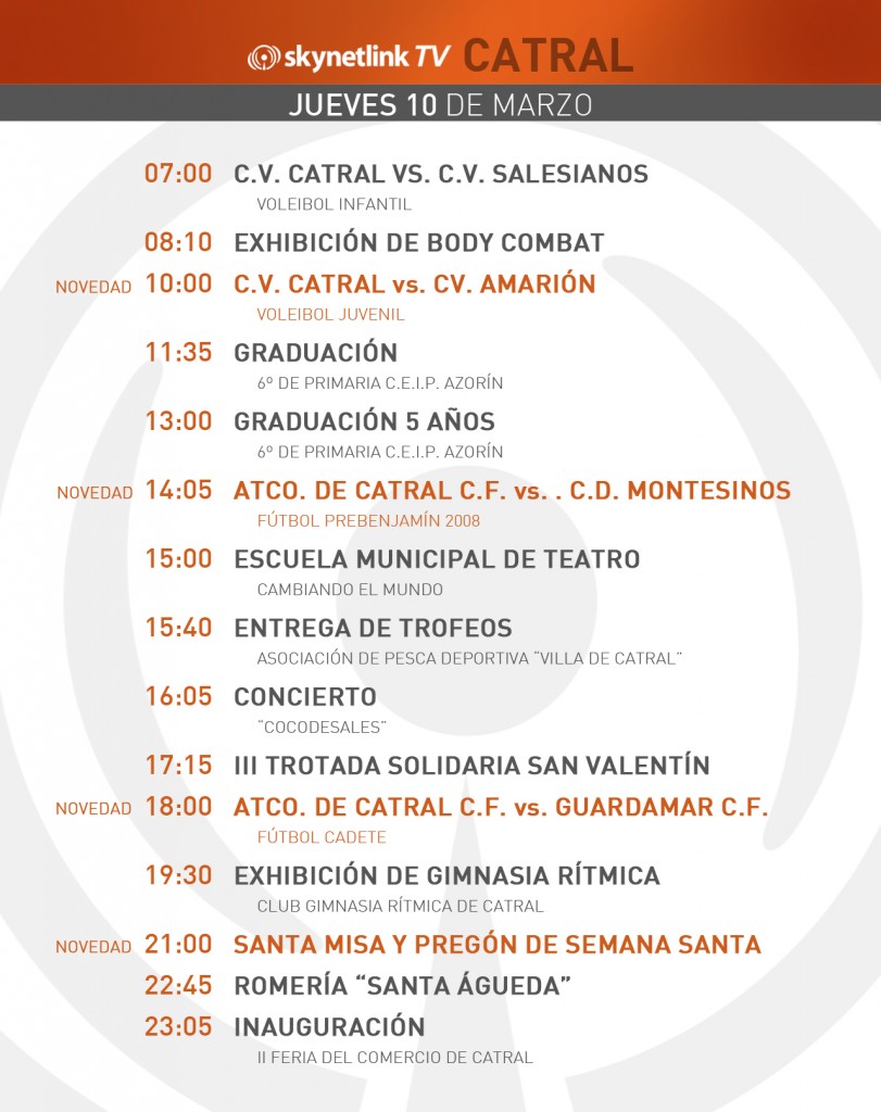 10-03-2016 Programación Catral jueves