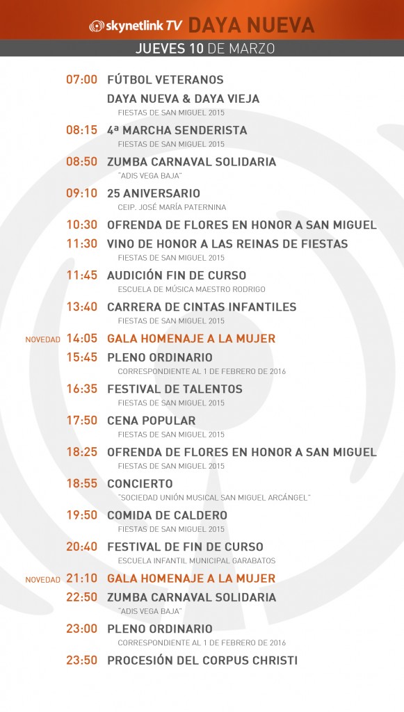 10-03-2016 Programación Daya Nueva jueves