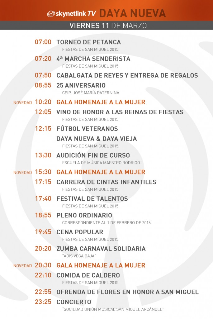 11-03-2016 Programación Daya Nueva viernes