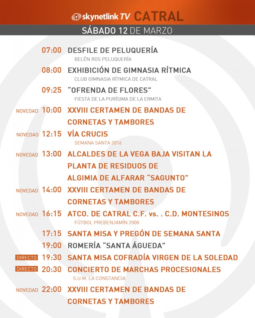 12-03-2016 Programación Catral sábado