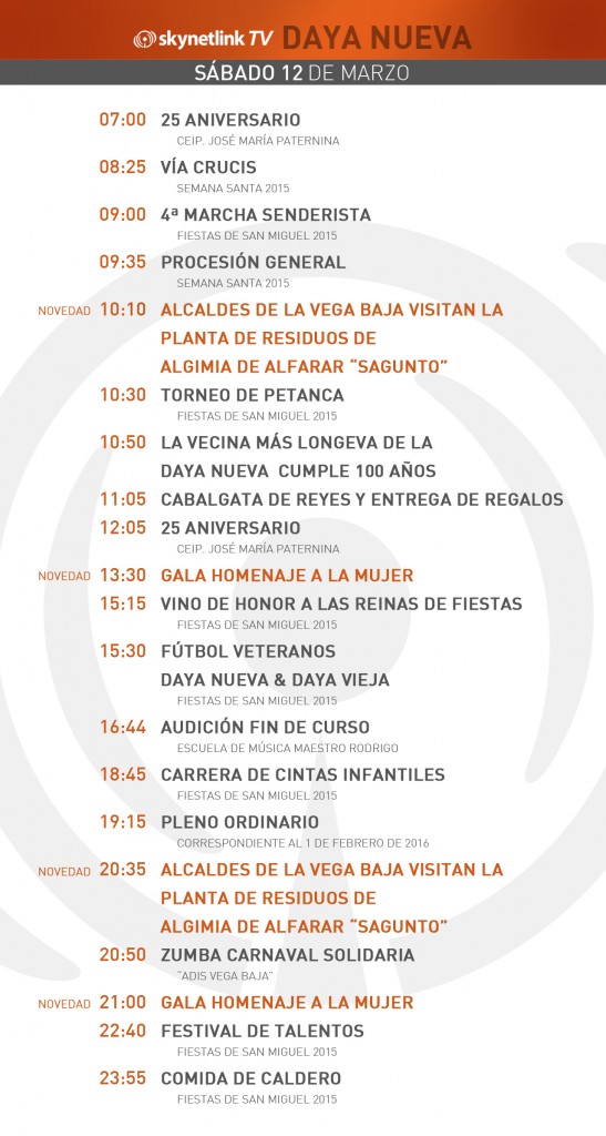 12-03-2016 Programación Daya Nueva sábado