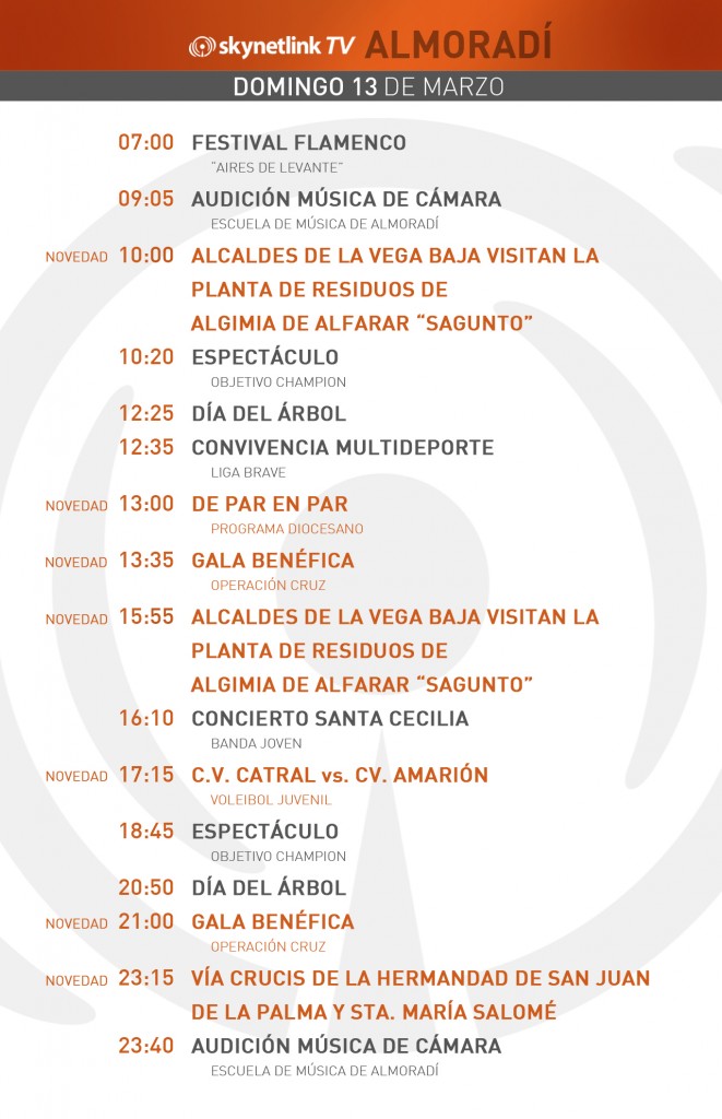 13-03-2016 Programación Almoradí domingo