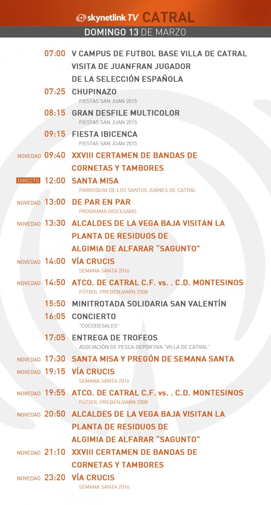 13-03-2016 Programación Catral domingo