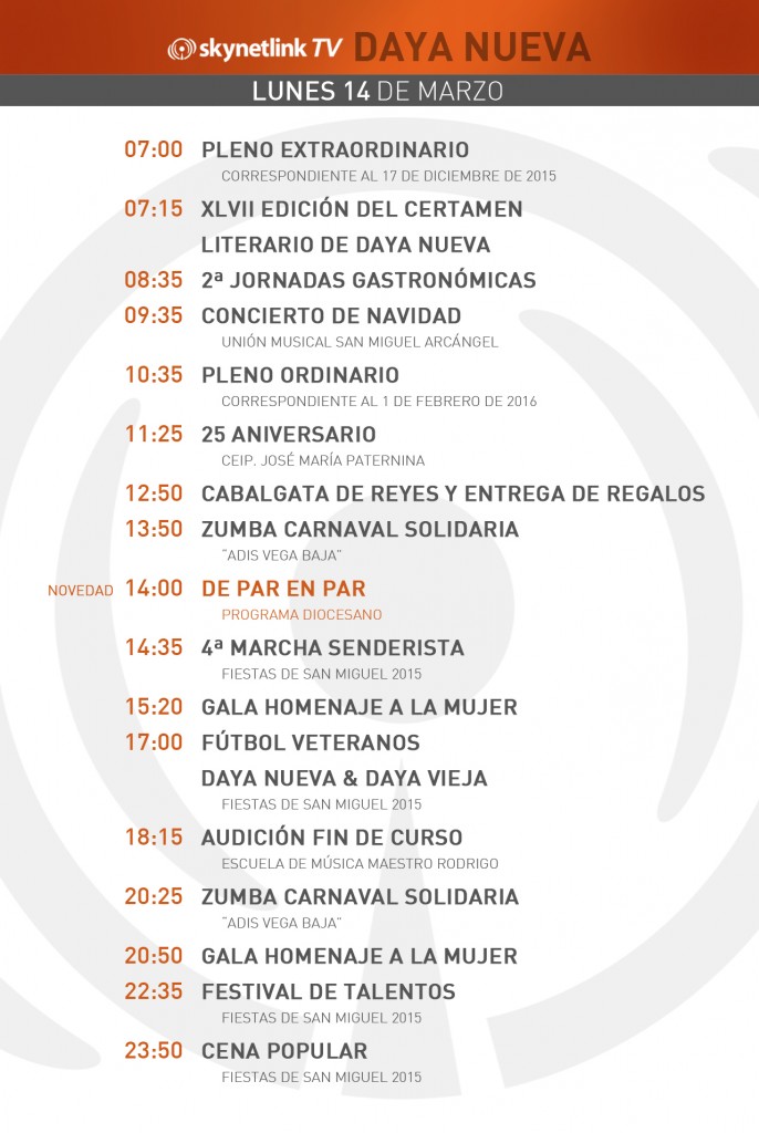 14-03-2016 Programación Daya Nueva lunes