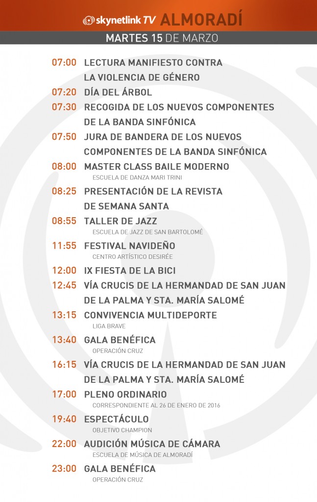 15-03-2016 Programación Almoradí martes