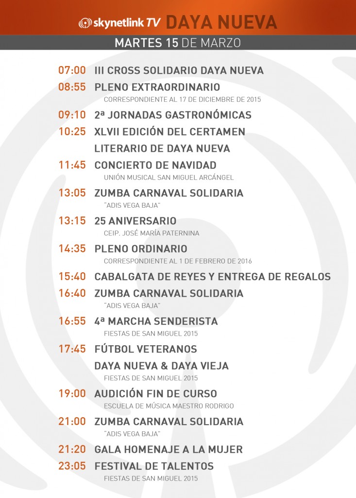 15-03-2016 Programación Daya Nueva martes