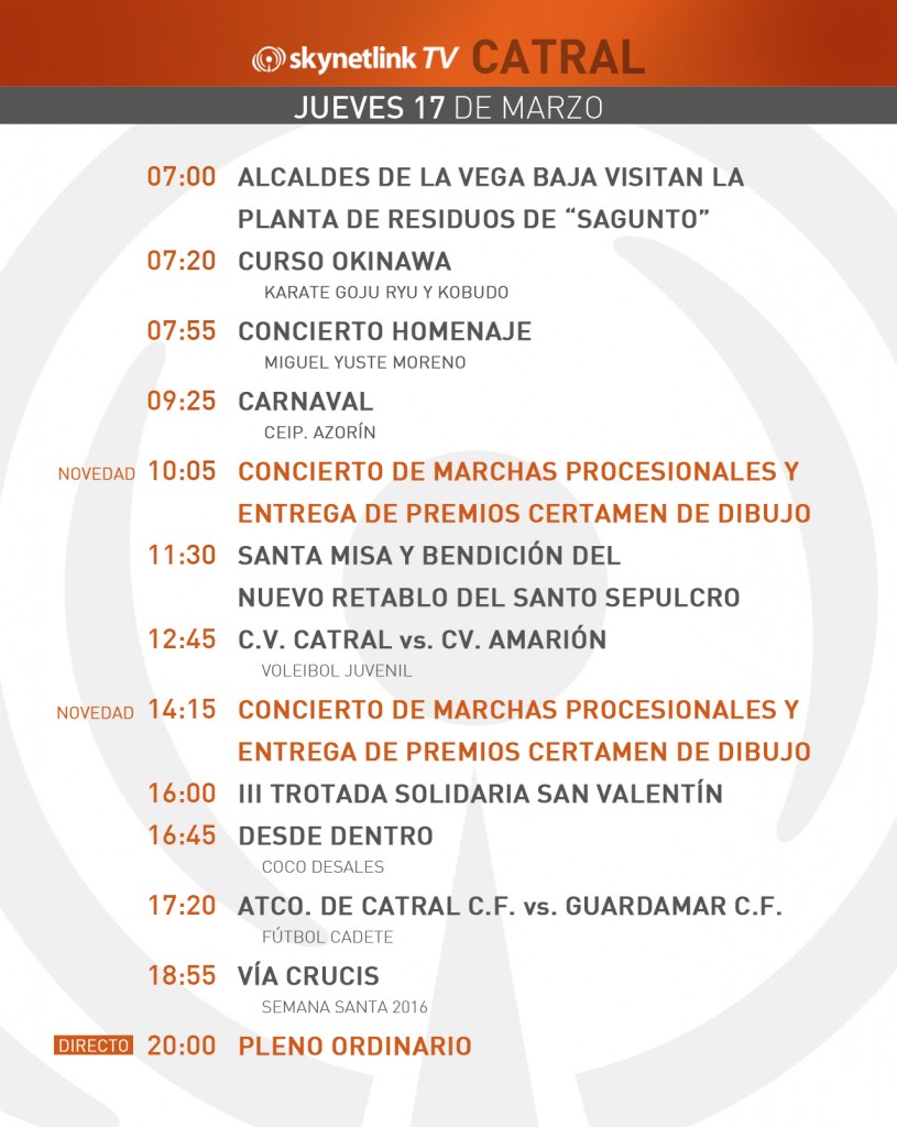 17-03-2016 Programación Catral jueves