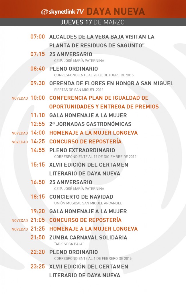 17-03-2016 Programación Daya Nueva jueves