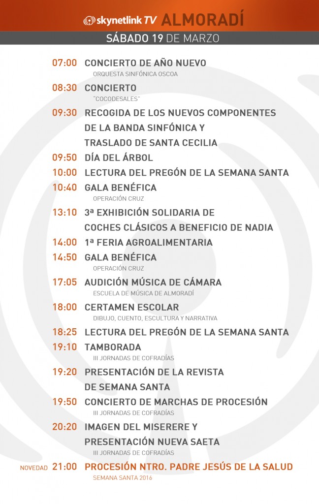 19-03-2016 Programación Almoradí sabado