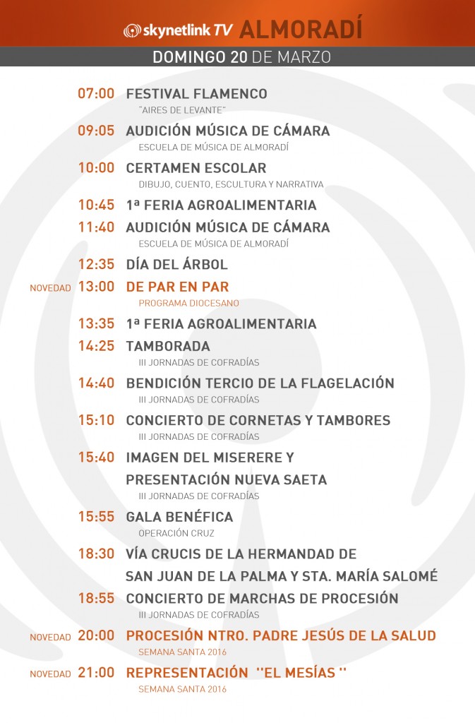 20-03-2016 Programación Almoradí domingo