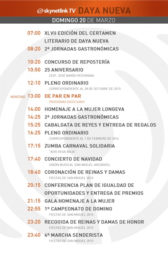 20-03-2016 Programación Daya Nueva domingo