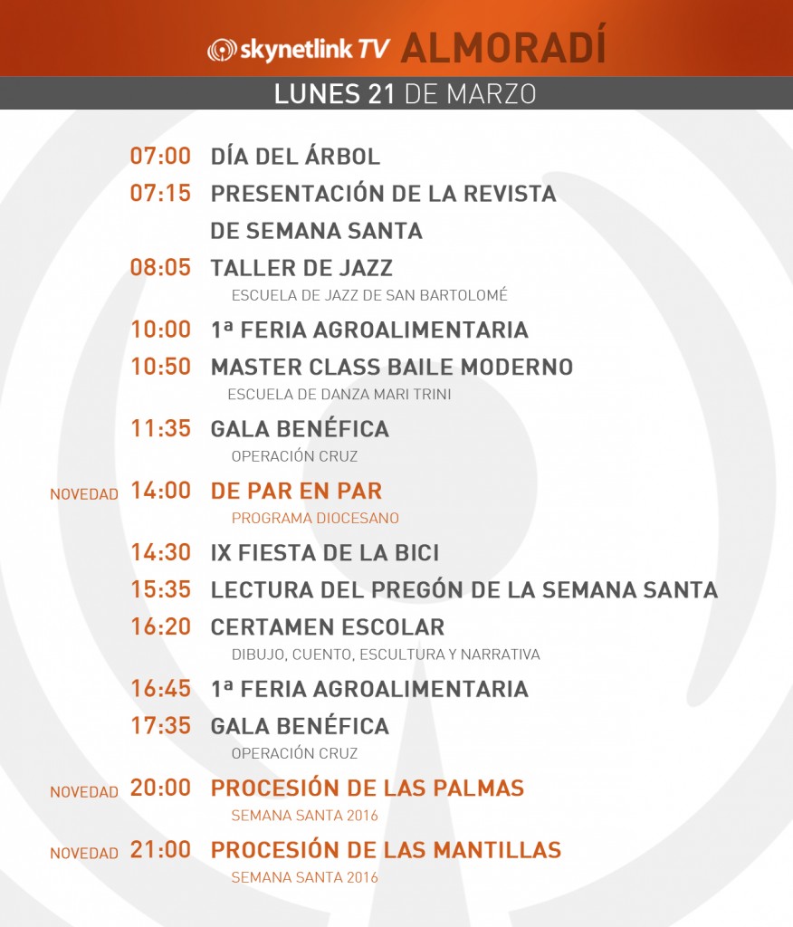 21-03-2016 Programación Almoradí lunes