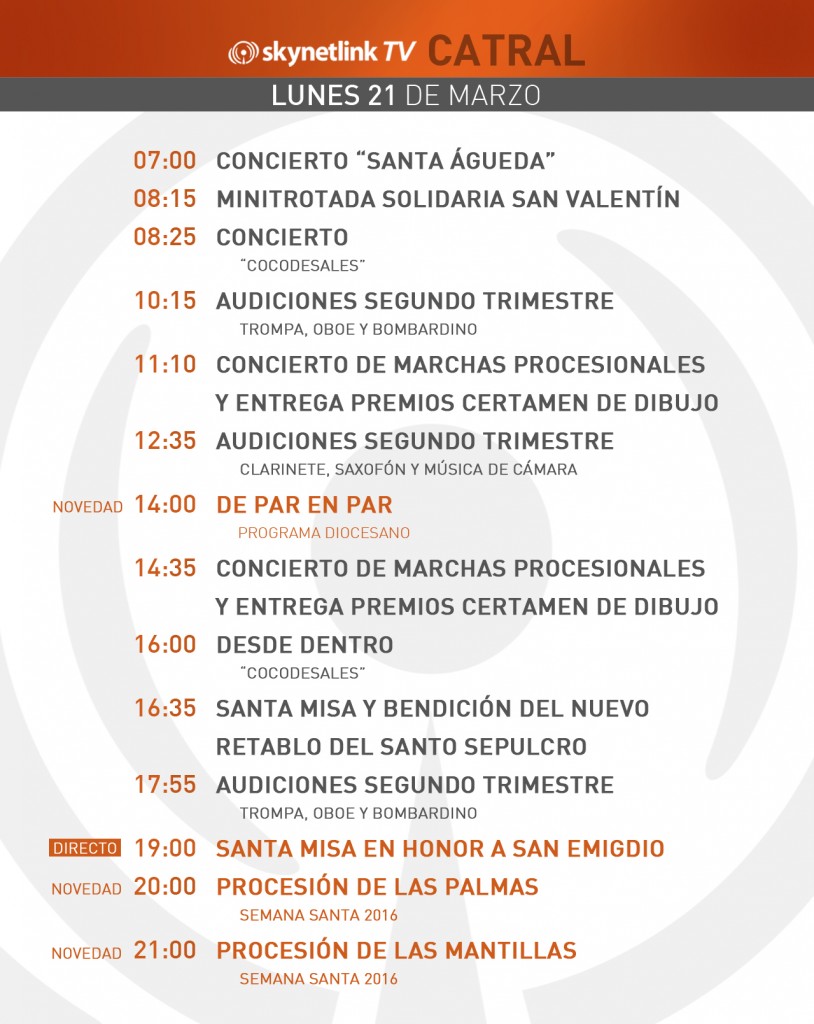 21-03-2016 Programación Catral lunes