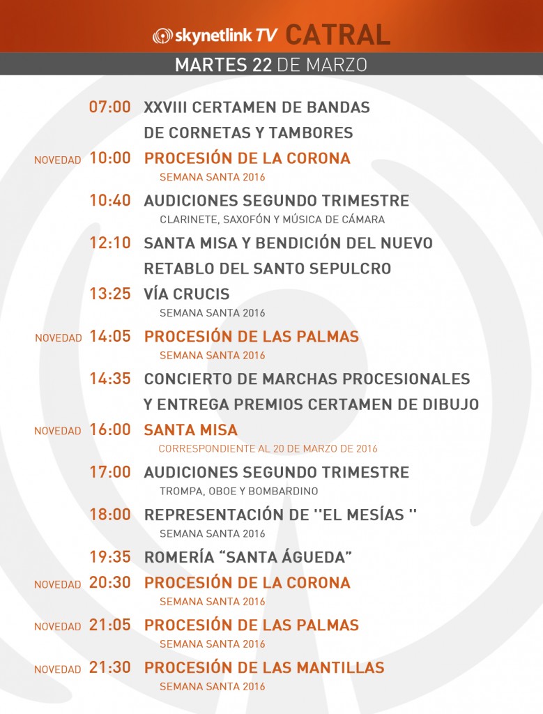 22-03-2016 Programación Catral martes