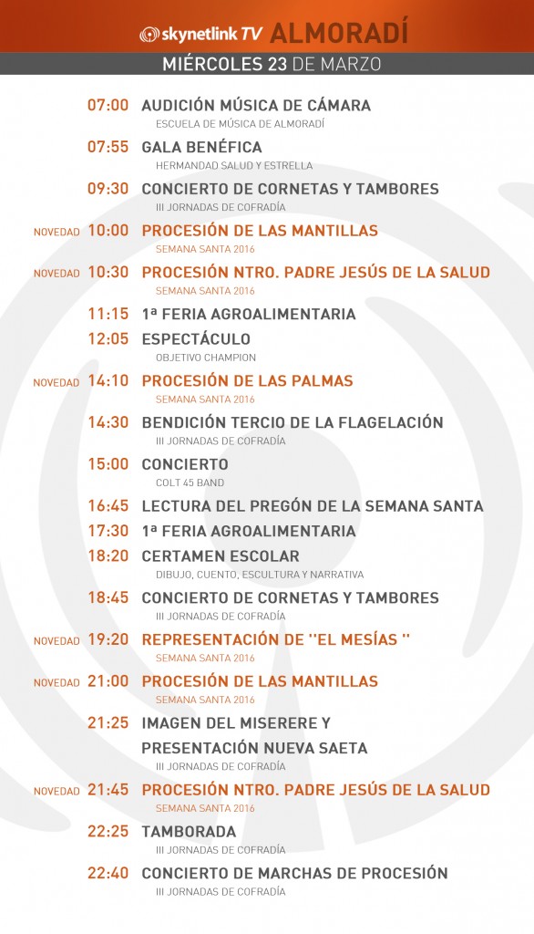 23-03-2016 Programación Almoradí miércoles