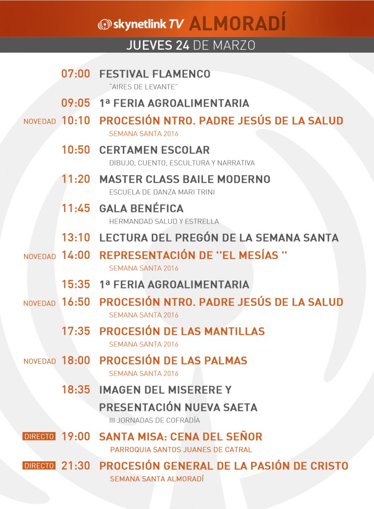 24-03-2016 Programación Almoradí jueves