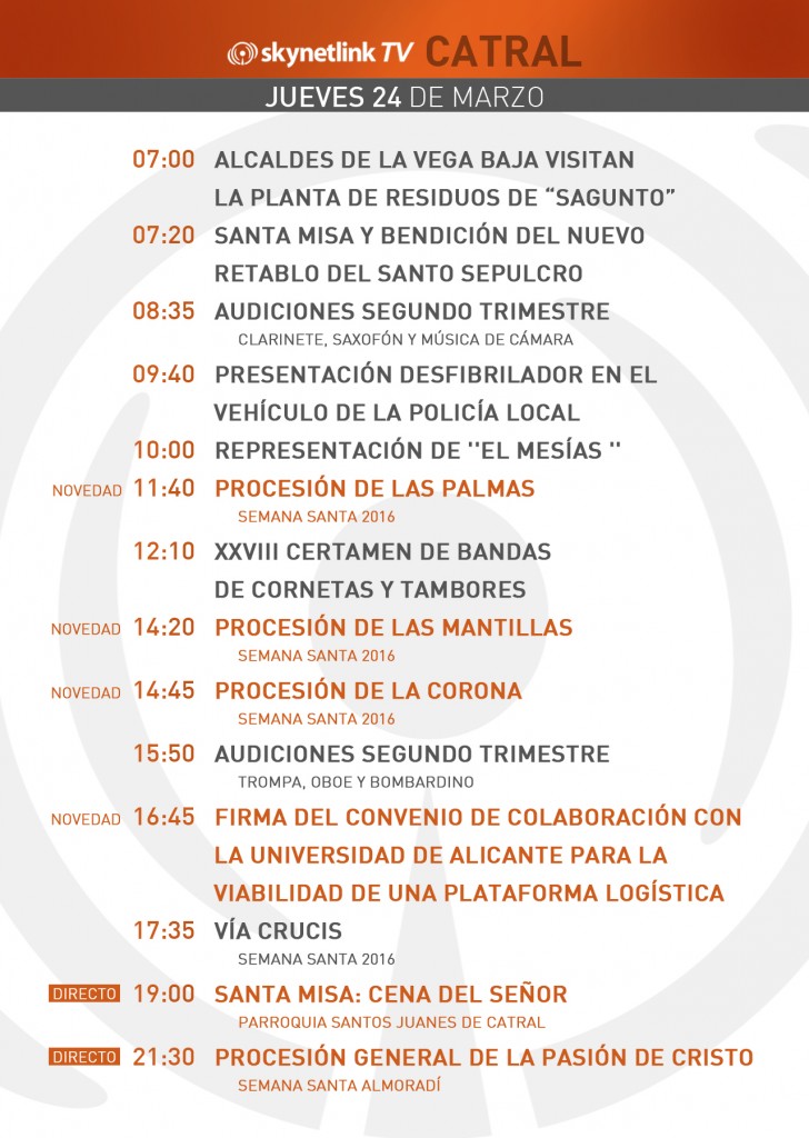 24-03-2016 Programación Catral jueves