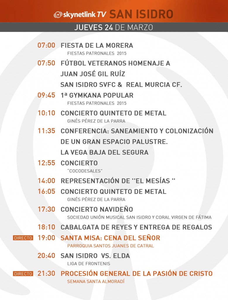 24-03-2016 Programación San Isidro juves