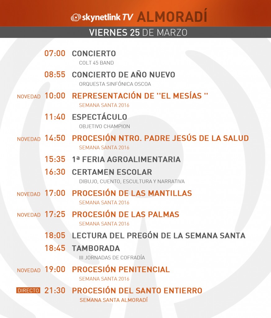 25-03-2016 Programación Almoradí viernes